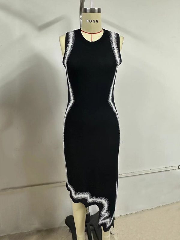 Sleeveless knitted dress slim fit sundress